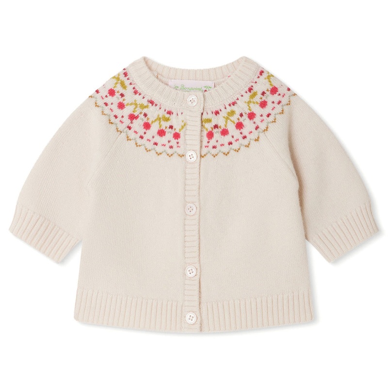 Bonpoint Tatiana White Wool Cardigan