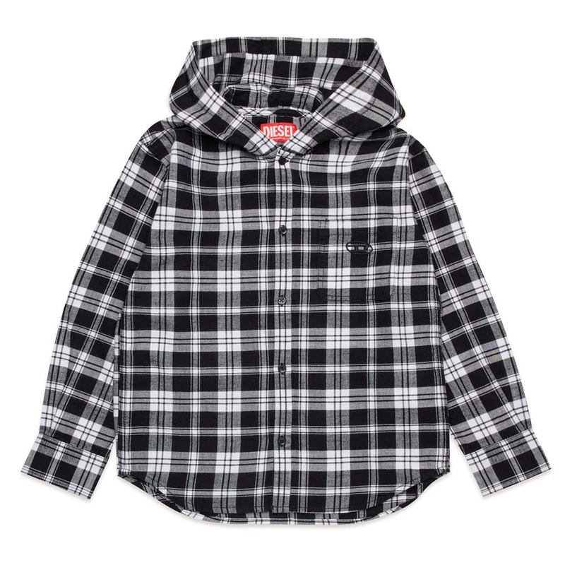 Diesel Kids Plaid Hooded Shirt