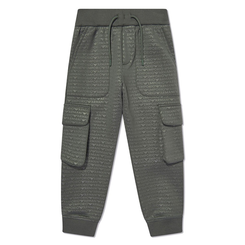 Emporio Armani Junior All-over Logo-print Cargo Tracksuit Bottoms