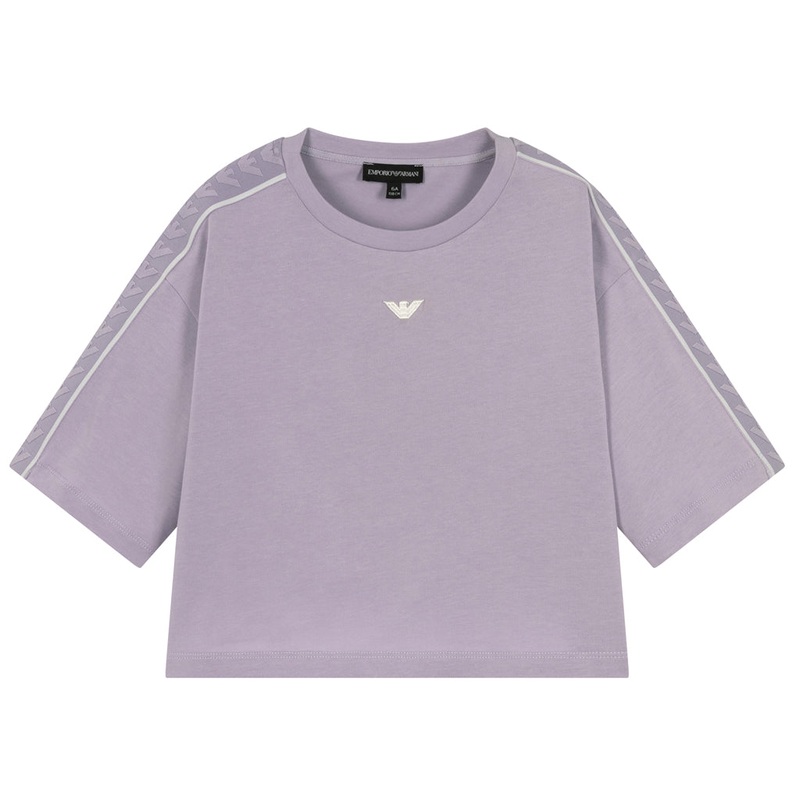 Emporio Armani Junior Asv Oversized Heavy Jersey T-shirt With Eagle Tape On The Sleeves