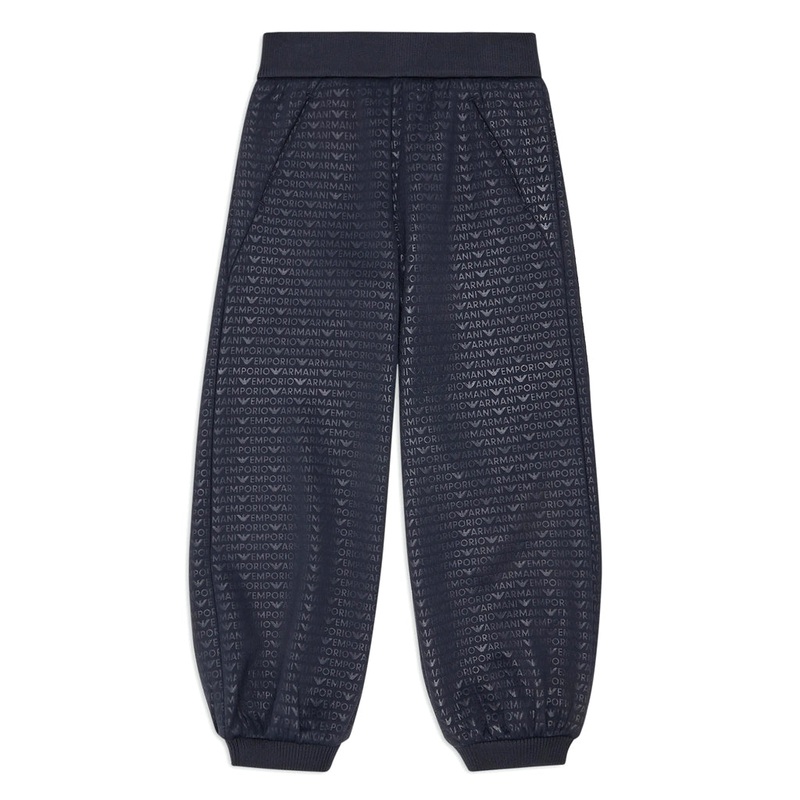 Emporio Armani Junior Comfort-fit Jersey Joggers With All-over Logo Lettering