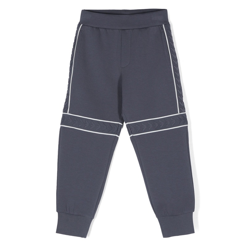 Emporio Armani Junior Loose-fit Double-jersey Joggers With Logo Tape