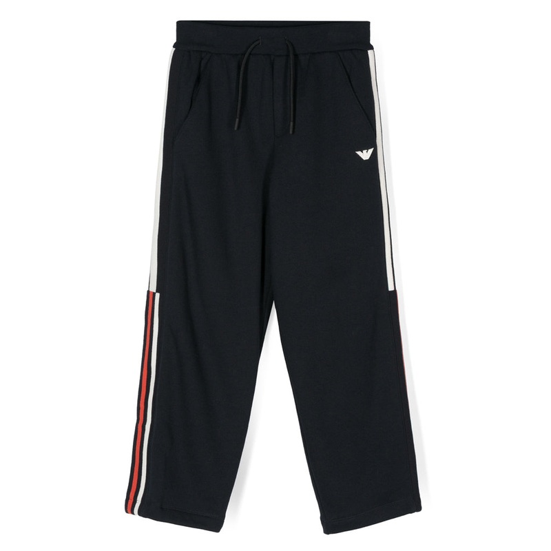 Emporio Armani Junior Loose-fit French Terry Drawstring Trousers With Side Stripes