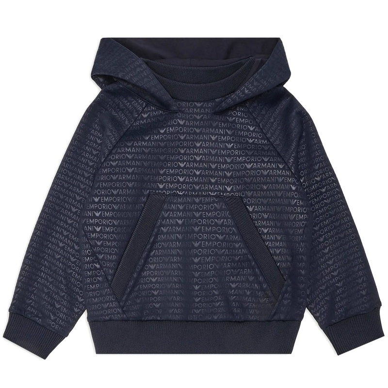 Emporio Armani Junior Oversized Sweatshirt In Jersey With All-over Logo Lettering