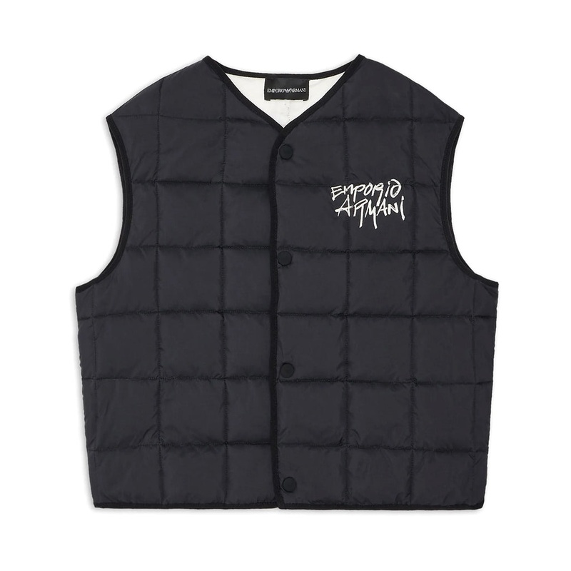 Emporio Armani Junior Quilted Nylon Vest With Graffiti Logo