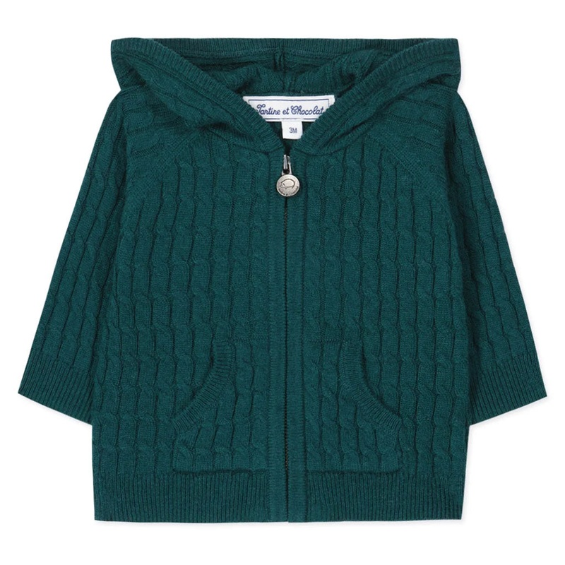 Tartine Et Chocolat Zip Up Wool Cashmere Mix Cardigan