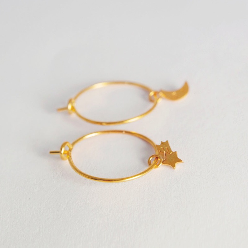Adorabili Moon and Star Hoop Earrings