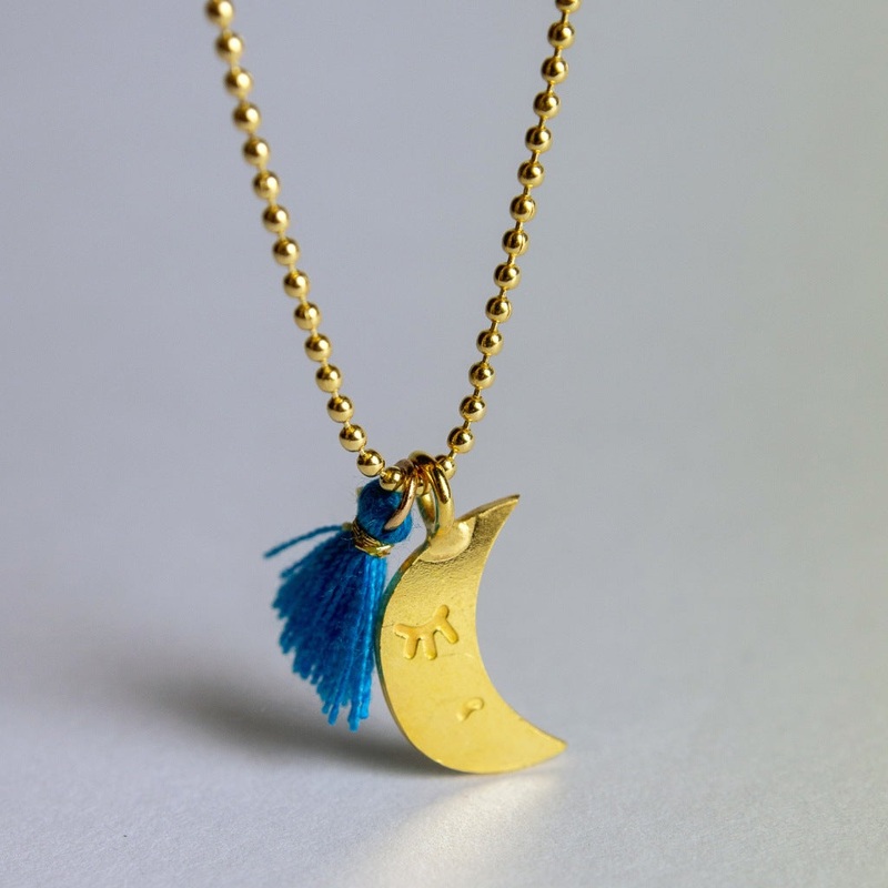 Adorabili Moon Necklace with Pom Pom