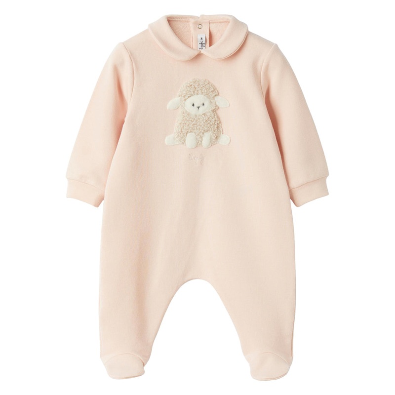 Il Gufo Sheep Footed Romper|Pink|6 Months|9 Months|12 Months