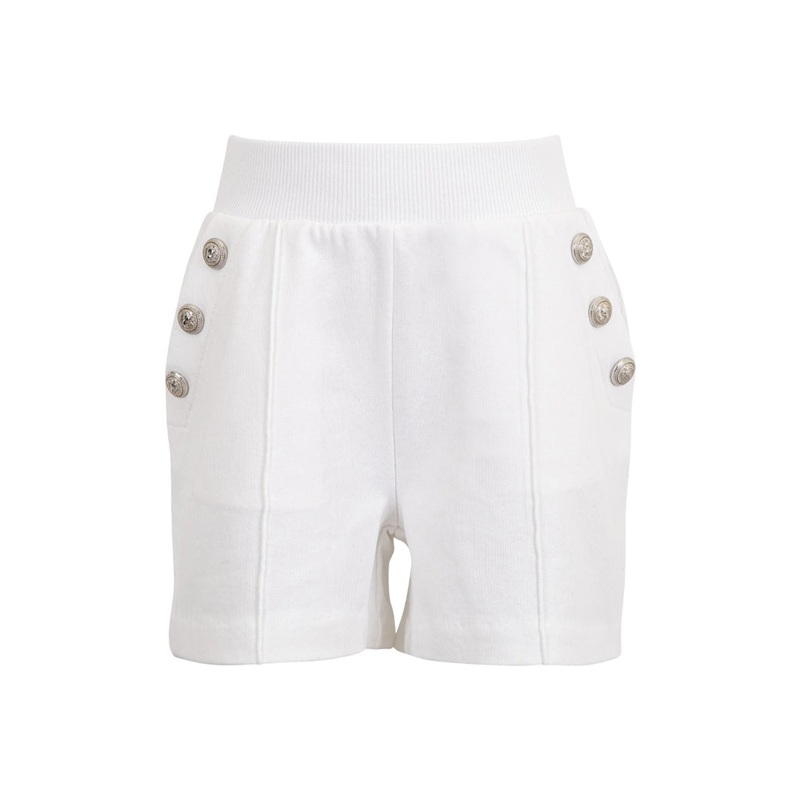 Balmain Kids Fleece Shorts|White|4 Years|6 Years|8 Years|10 Years|12 Years|14 Years