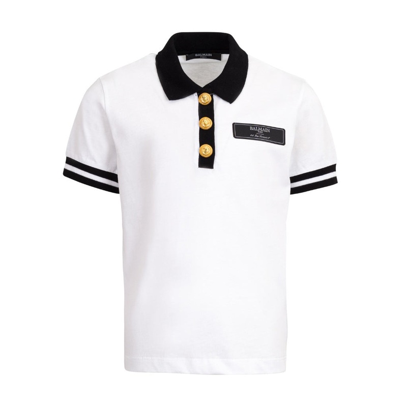 Balmain Kids Polo Shirt|White|4 Years|6 Years|8 Years|10 Years|12 Years|14 Years