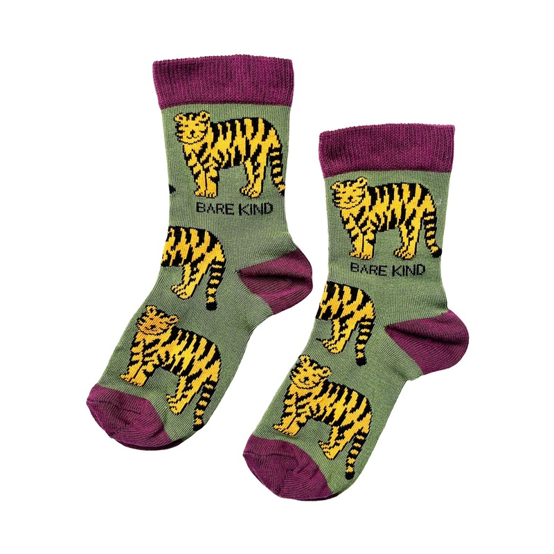 Bare Kind Tiger Socks|Green|One-size