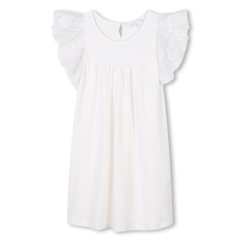 Chlo Kids Short Sleeved Dress|Ivory|4 Years|6 Years|8 Years|10 Years|12 Years