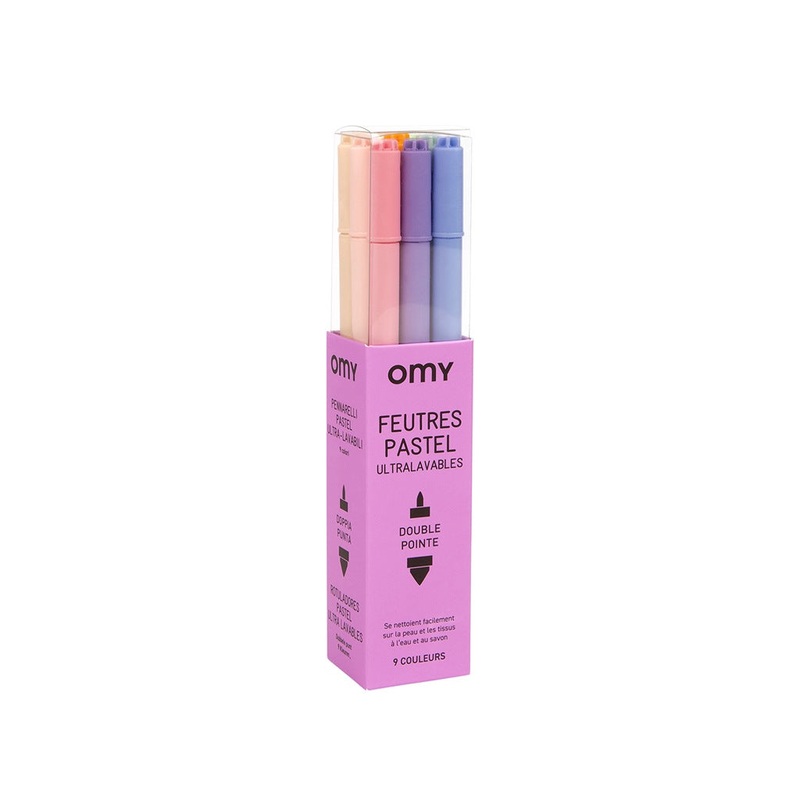 OMY 9 Markers - Pastel|Multi-Colored|One-size