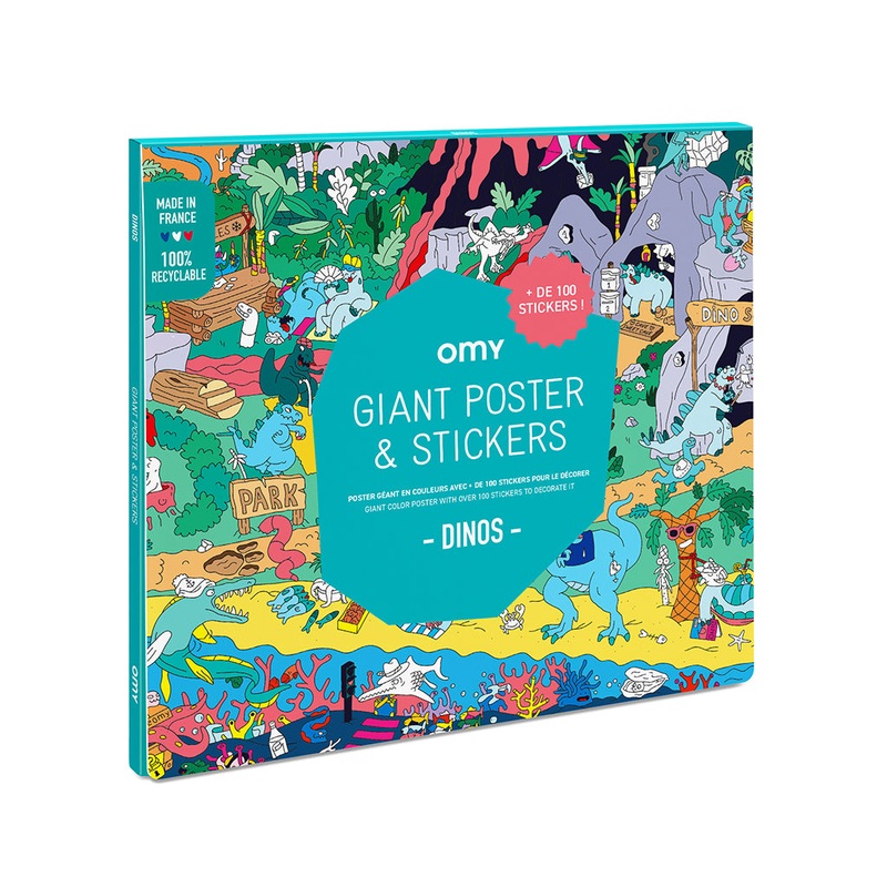 OMY Giant Poster & Stickers  Dinos (100 x 70CM)