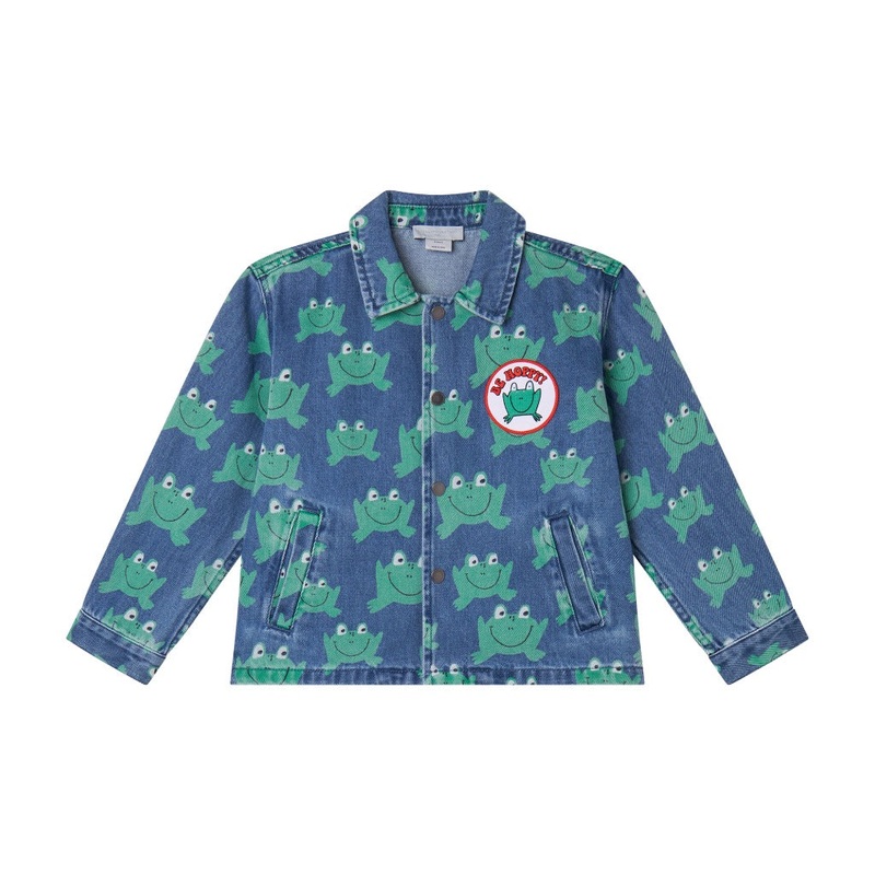 Stella McCartney Kids Denim Frog All-Over Print Jacket