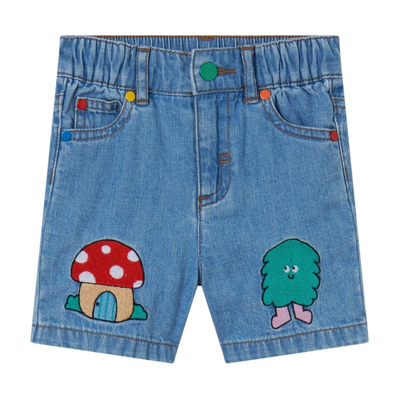 Stella McCartney Kids Woodland Friends Light Denim Shorts
