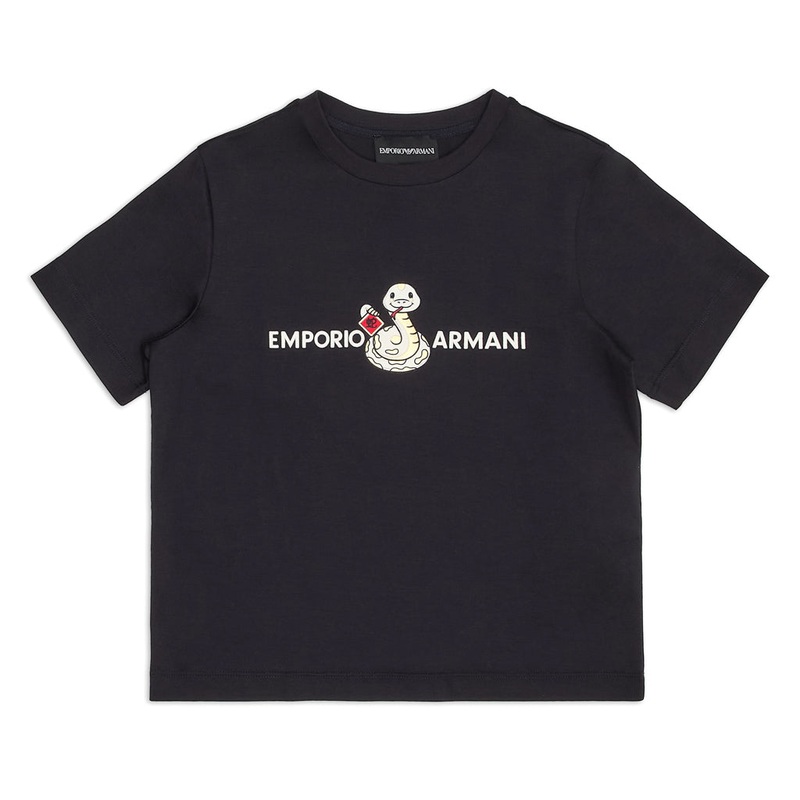 Emporio Armani Junior Snake Logo Graphic T-shirt