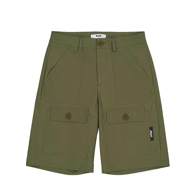MSGM Kids Crisp Cotton Cargo Bermuda