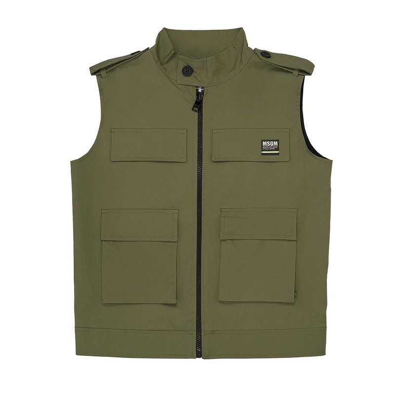 MSGM Kids Crisp Cotton Sleeveless Jacket