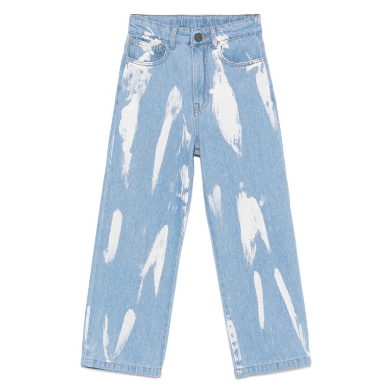 Palm Angels Kids Patch Bleached Denim Pants