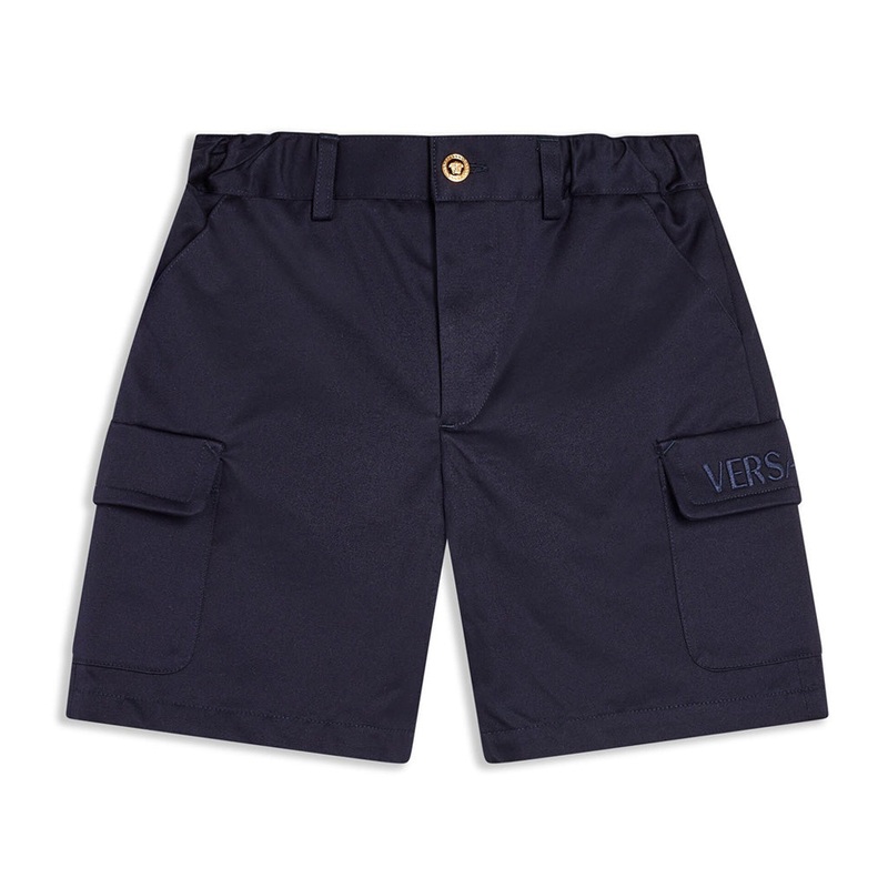 Versace Kids Cargo Shorts|Navy|4 Years|6 Years|8 Years|10 Years|12 Years|14 Years