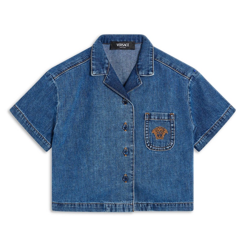 Versace Kids Denim Shirt|Blue|4 Years|6 Years|8 Years|10 Years|12 Years|14 Years
