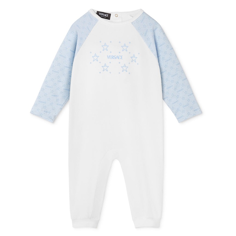 Versace Kids Greca Overall|Light Blue|6 Months|9 Months|12 Months