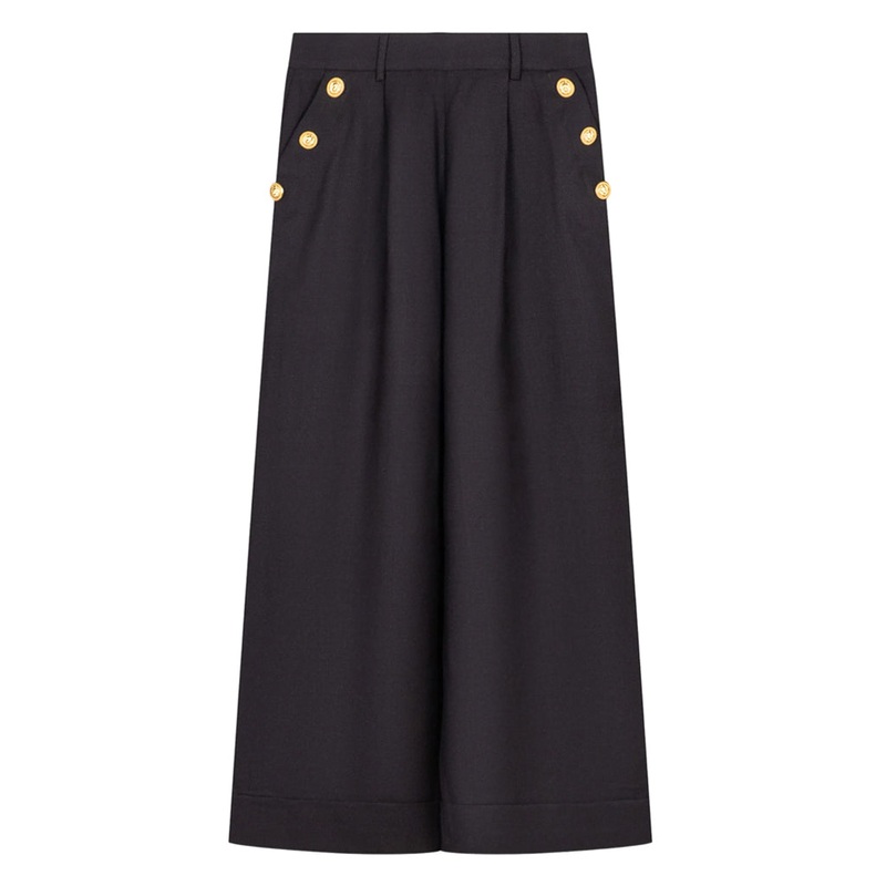 Balmain Kids Gold Button Pleated Trousers