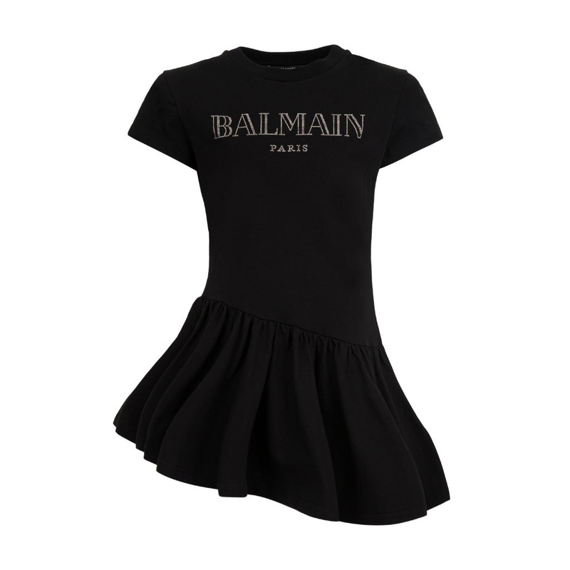 Balmain Kids Logo Asymmetrical Dress