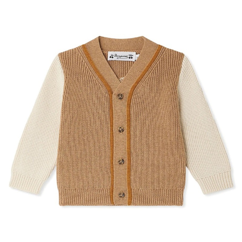 Bonpoint Teotim Cardigan|Brown|12 Months|18 Months|2 Years|3 Years