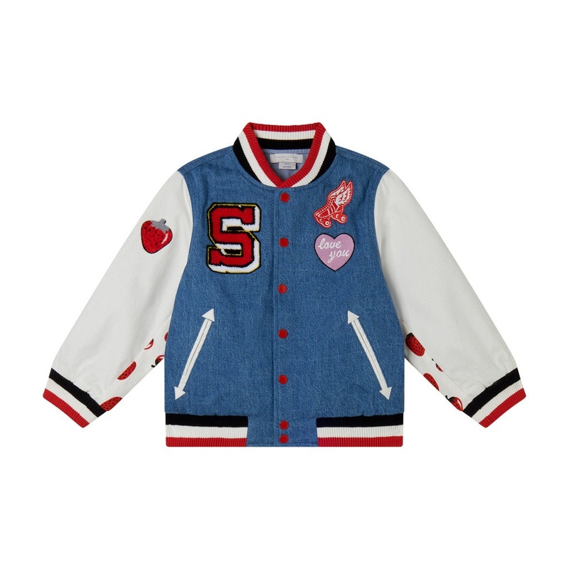 Stella McCartney Kids Denim Varsity Bomber Jacket