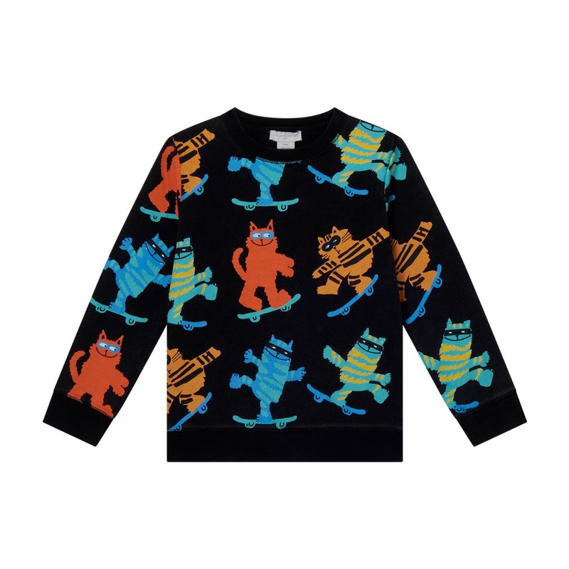 Stella McCartney Kids Skater Cats All-Over Print Sweatshirt
