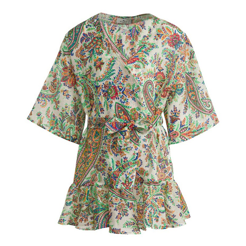 Etro Kids Paisley Wrap Dress|Multi-Colored|4 Years|6 Years|8 Years|10 Years|12 Years|14 Years|16 Years