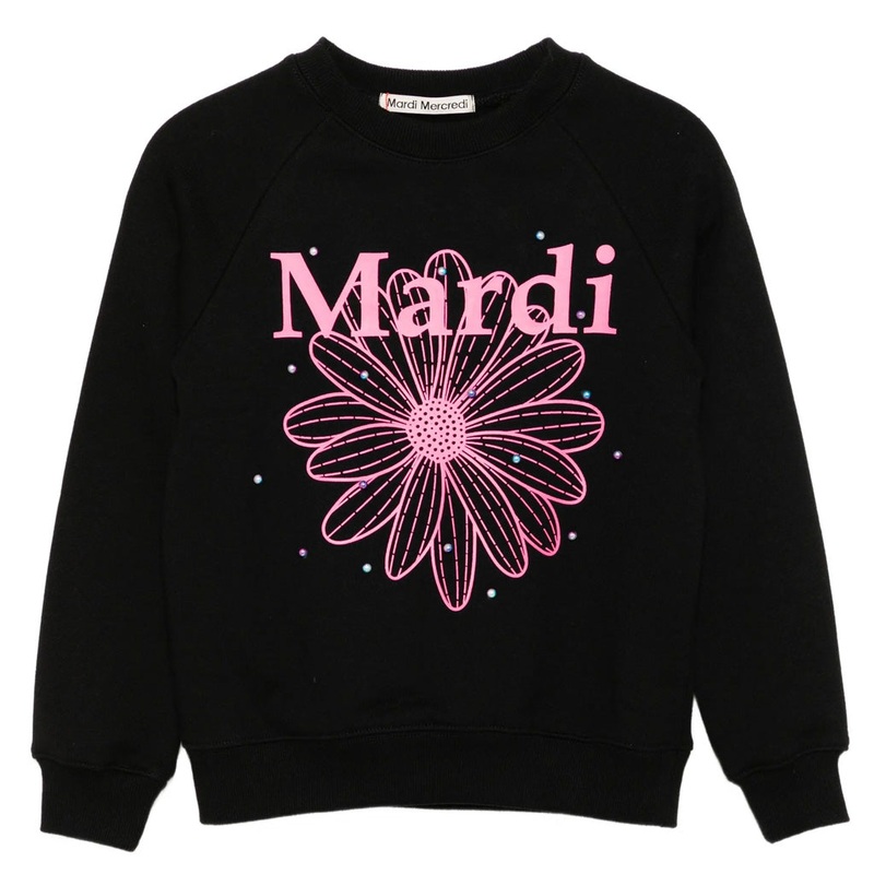 Mardi Mercredi Les Petits Kids Sweatshirt Flowermardi Mix Pearl Embellished