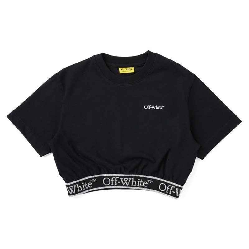 Off-White Kids Bookish Logo Band Crop Tee