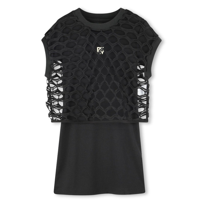 DKNY Kids Laser Cut Dress|Black|12 Years|14 Years|16 Years