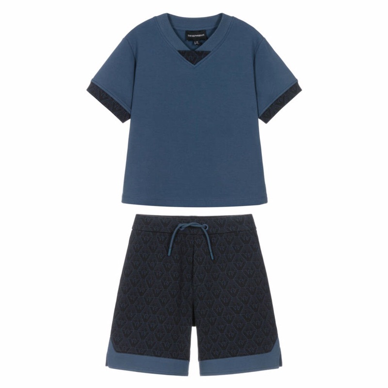 Emporio Armani Junior Eagle Pattern T-shirt and Shorts Set