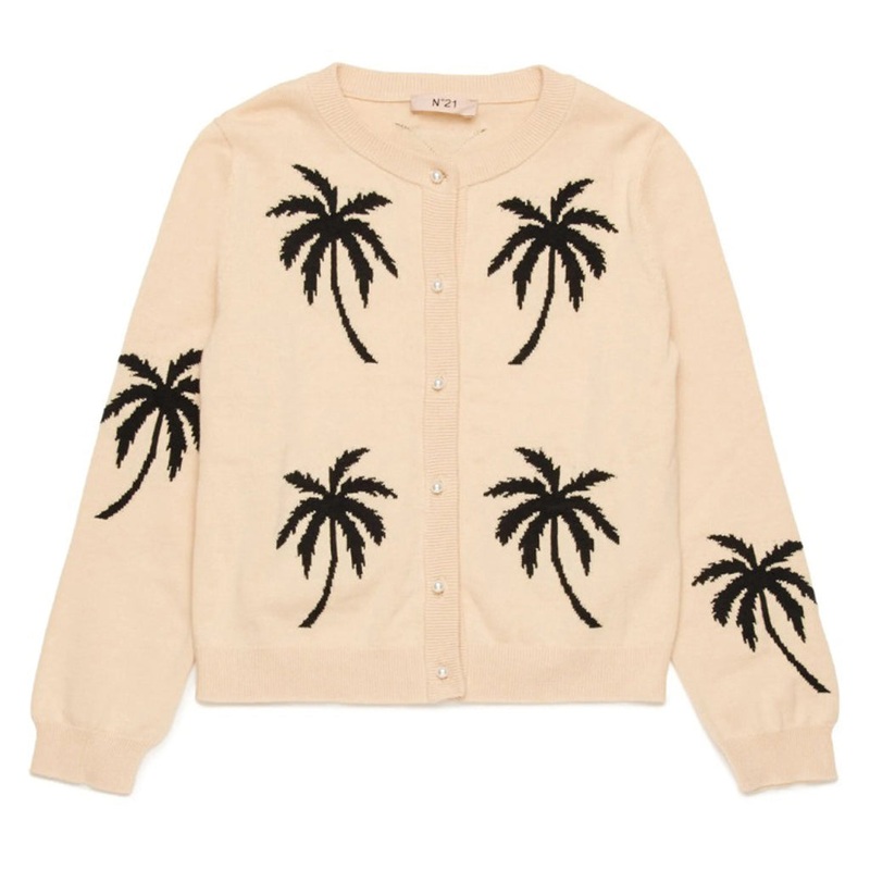 N21 Kids Palm Tree Cardigan|Ivory|12 Years|14 Years|16 Years