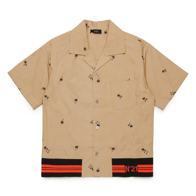 N21 Kids Short Sleeve Shirt|Beige|4 Years|6 Years|8 Years|10 Years|12 Years|14 Years|16 Years