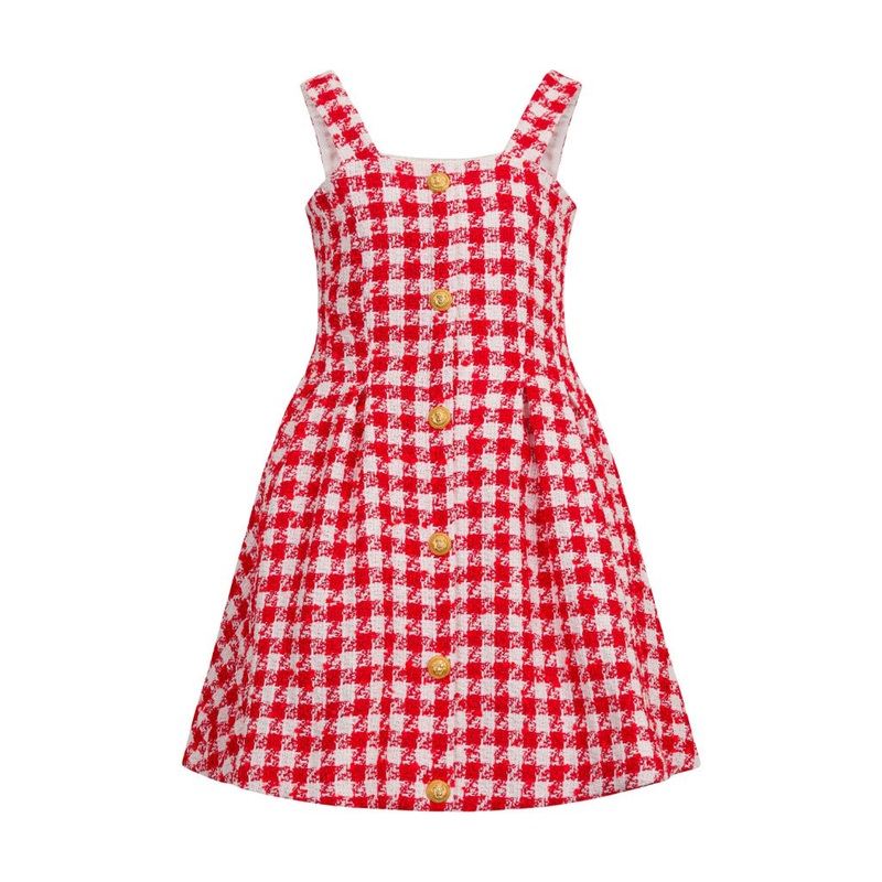 Balmain Kids Tweed Dress|Red|4 Years|6 Years|8 Years|10 Years