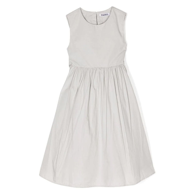 Bow-Detail Cotton Dress|Grey|4 Years|6 Years|8 Years|10 Years|12 Years