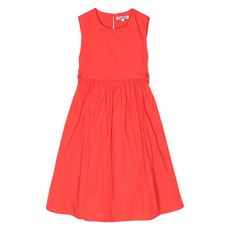 Bow-Detail Cotton Dress|Red|4 Years|6 Years|8 Years|10 Years|12 Years
