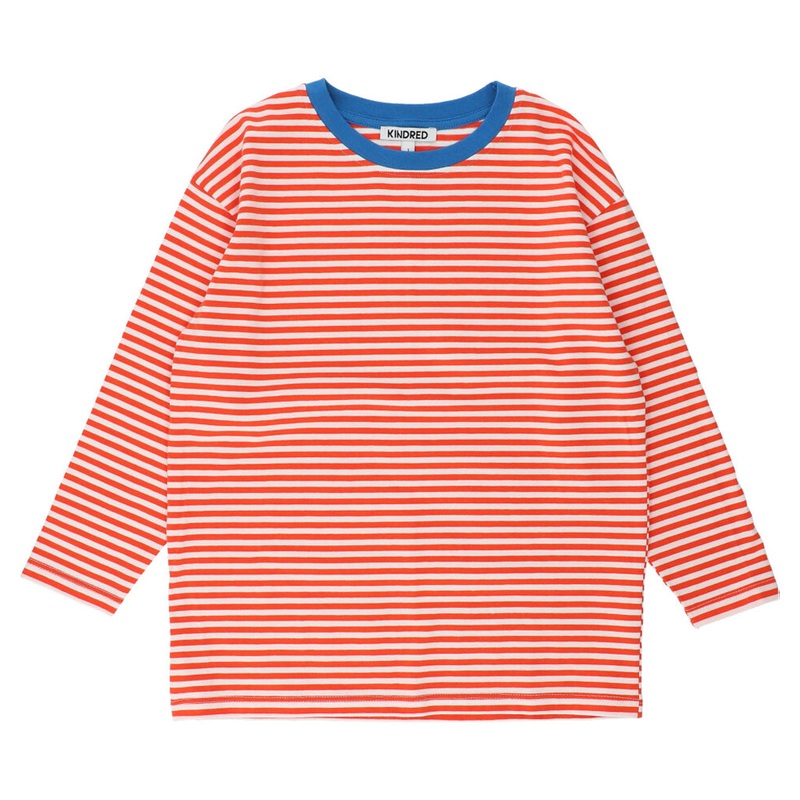 Contrast-Trim Striped T-Shirt|Red|4 Years|6 Years|8 Years|10 Years|12 Years