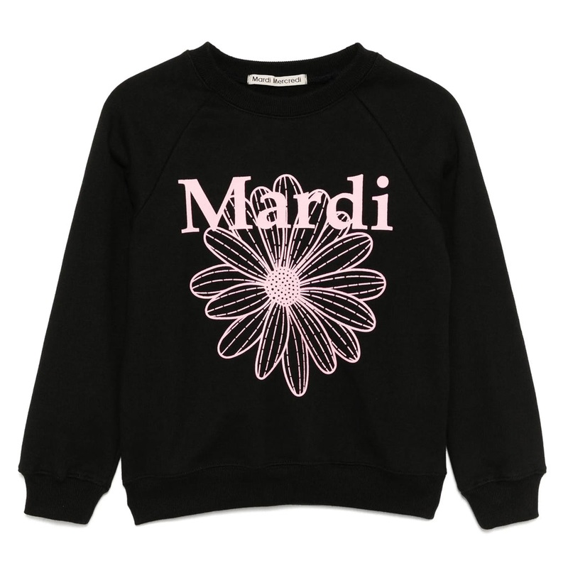 Mardi Mercredi Les Petits Sweat T-shirt Flowermardi - Black