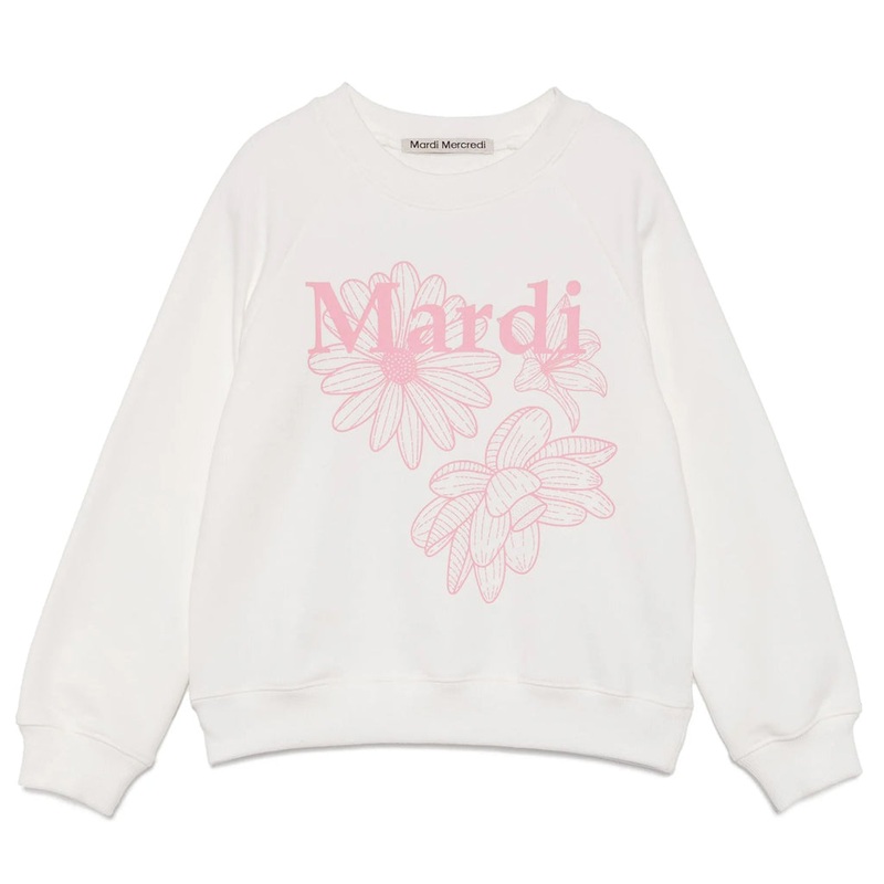 Mardi Mercredi Les Petits Sweat T-shirt Triple Flower - White