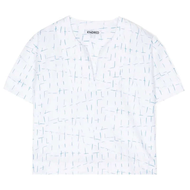 Split Neck Short Sleeve Top|Blue|4 Years|6 Years|8 Years|10 Years|12 Years