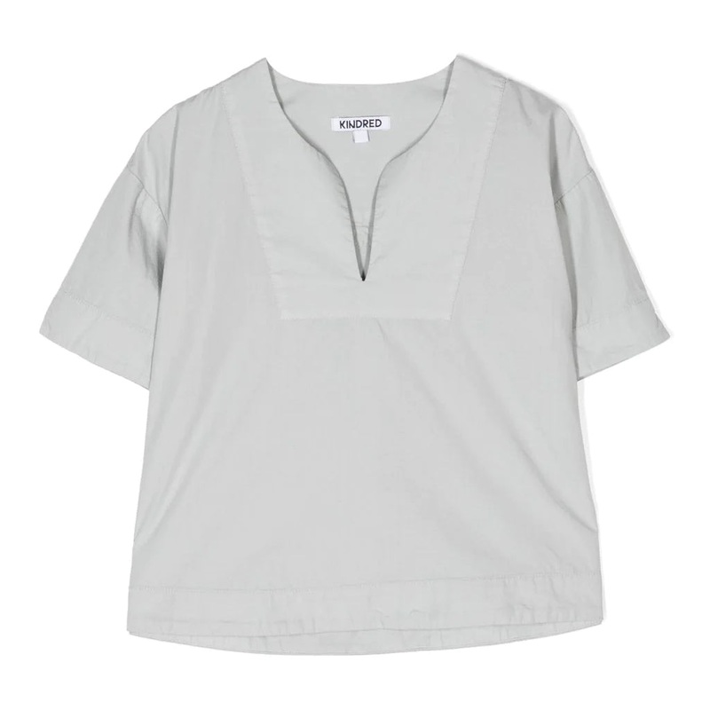 Split Neck Short Sleeve Top|Grey|4 Years|6 Years|8 Years|10 Years|12 Years