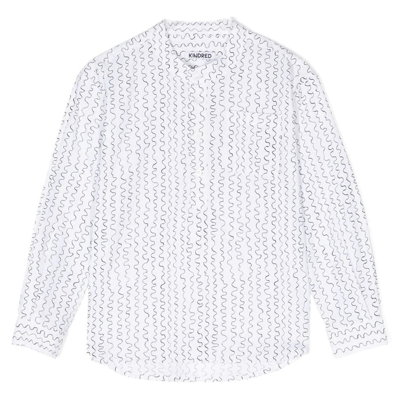 Wave-Print Long Sleeve Shirt|Black|4 Years|6 Years|8 Years|10 Years|12 Years