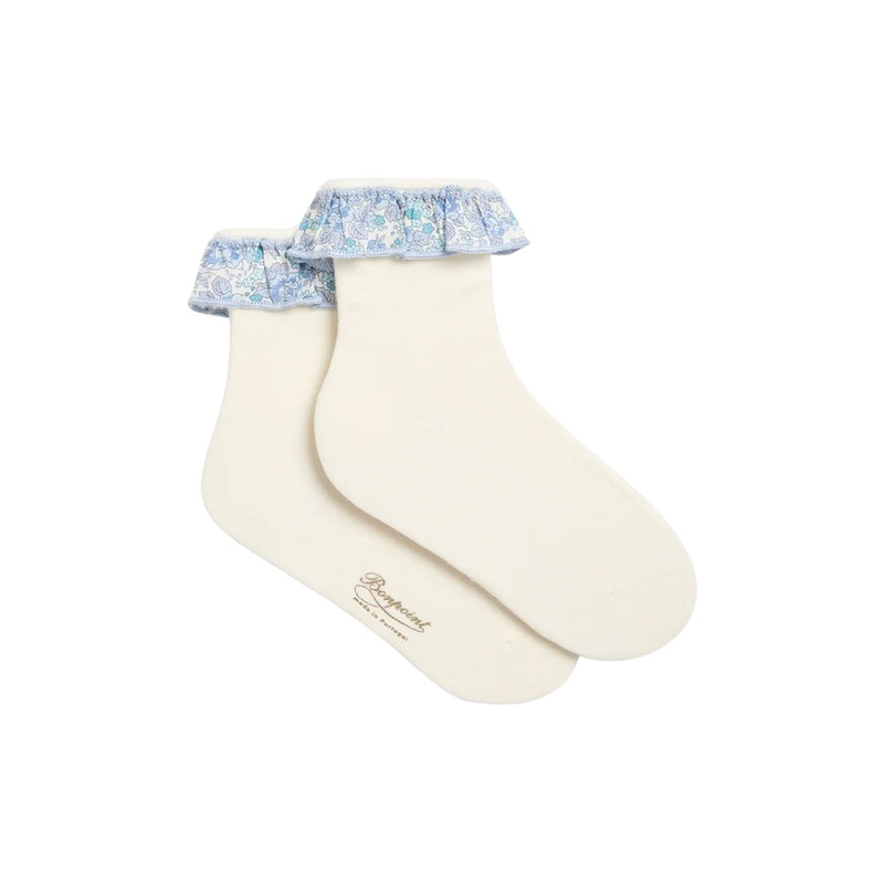 Bonpoint Feather Socks|Blue|Size 4 (3.5 US)|Size 5 (4 - 4.25 US)|Size 6 (4-5 US)